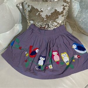 Mini Boden Embroidered Owl Skirt - Purple